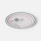 ピンクユニコーンウィングス誕生日紙プレート ペーパープレート (アングル)