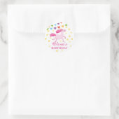 ピンクユニコーンガーリー誕生日マジカルパーティー ラウンドシール (バッグ)