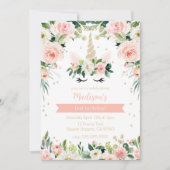 ピンクユニコーンガーリー誕生日 招待状 (正面)