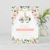 ピンクユニコーンガーリー誕生日 招待状 (スタンド正面)