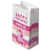 ピンクユニコーンガールハッピーバースデー スモールペーパーバッグ (裏面アングル)