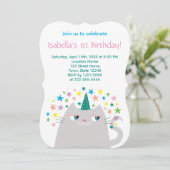 ピンクユニコーンガール1歳の誕生日 招待状 (スタンド正面)