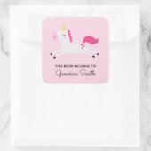 ピンクユニコーンキッズ蔵書票 スクエアシール (バッグ)