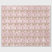 ピンクユニコーングリッターフローラ金ゴールド赤面スウィート16th ラッピングペーパー (フラット)