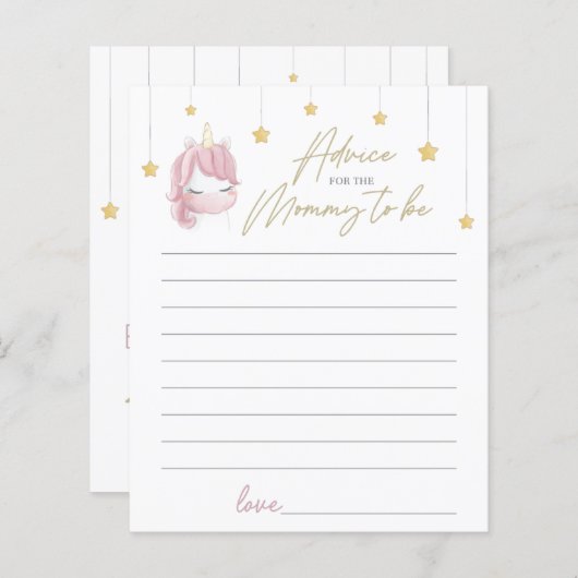 ピンクユニコーンスターズベビーシャワーアドバイスfor New Mom (正面/裏面)