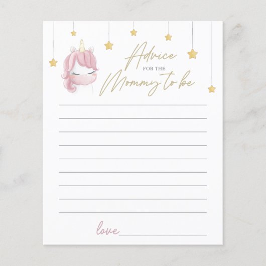 ピンクユニコーンスターズベビーシャワーアドバイスfor New Mom (正面)