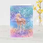 ピンクユニコーンスパルクルパープルアクアグリッター紙吹雪  カード (黄色い花)