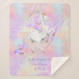 ピンクユニコーンスパークルズ勇気付けられる子供部屋 シェルパブランケット