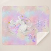 ピンクユニコーンスパークルズ勇気付けられる子供部屋 シェルパブランケット (正面(横))