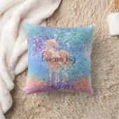 ピンクユニコーンスパークルパープルアクアグリッター紙吹雪  クッション (ブランケット)