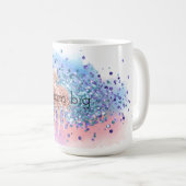 ピンクユニコーンスパークルパープルアクアグリッター紙吹雪  コーヒーマグカップ (正面右)