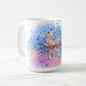 ピンクユニコーンスパークルパープルアクアグリッター紙吹雪  コーヒーマグカップ (正面左)