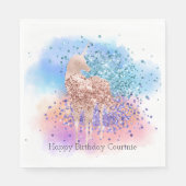 ピンクユニコーンスパープルアクアグリッター紙吹雪 スタンダードランチョンナプキン (正面)