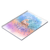 ピンクユニコーンスパープルアクアグリッター紙吹雪 ノートブック (左側)