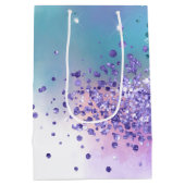 ピンクユニコーンスパープルアクアグリッター紙吹雪 ミディアムペーパーバッグ (裏面)