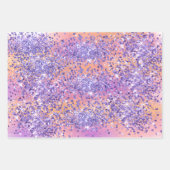 ピンクユニコーンスパープルアクアグリッター紙吹雪 ラッピングペーパーシート (正面3)