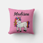 ピンクユニコーンネームキッズ装飾用クッション クッション (正面)