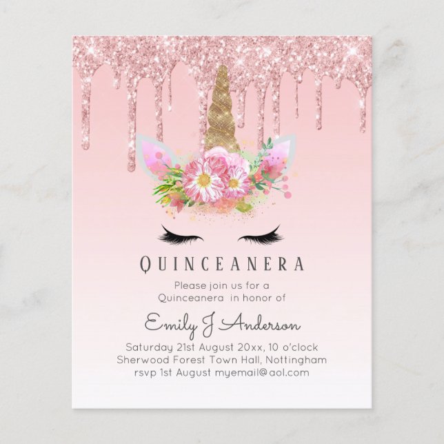 ピンクユニコーンバラ金ゴールドドリップグリッターキンセアニェラ (正面)