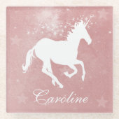 ピンクユニコーンパーソナライズされたガラスコースター ガラスコースター (正面)