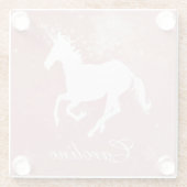 ピンクユニコーンパーソナライズされたガラスコースター ガラスコースター (裏面)