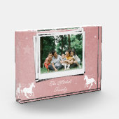 ピンクユニコーンパーソナライズされたファミリー写真ブロック フォトブロック (左)