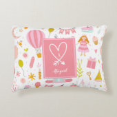 ピンクユニコーンパーティーパタモノグラムのーン女の子 アクセントクッション (正面)