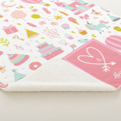 ピンクユニコーンパーティーパタモノグラムのーン女の子 シェルパブランケット (3/4)