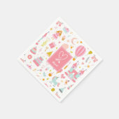 ピンクユニコーンパーティーパタモノグラムのーン女の子 スタンダードカクテルナプキン (角)