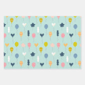 ピンクユニコーンパーティーパタモノグラムのーン女の子 ラッピングペーパーシート (正面2)