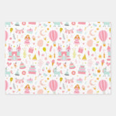 ピンクユニコーンパーティーパタモノグラムのーン女の子 ラッピングペーパーシート (正面)