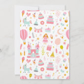 ピンクユニコーンパーティーパターンガールキッド誕生日 招待状 (裏面)