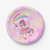 ピンクユニコーンフェアリープリンセス紙プレート ペーパープレート (正面)