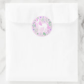 ピンクユニコーンフェイクピンクグリッター ラウンドシール (バッグ)