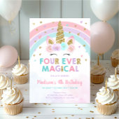 ピンクユニコーンフォーエバーマジカル誕生日 招待状