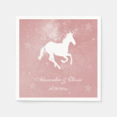 ピンクユニコーンブライダルシャワーナプキン スタンダードカクテルナプキン (正面)