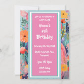 ピンクユニコーンブルーミングフラワーズ 招待状 (裏面)