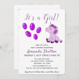 ピンクユニコーンベビーガールシャワー招待状カード 招待状
