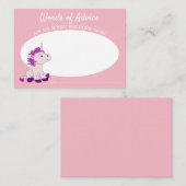 ピンクユニコーンベビーシャワーアドバイス エンクロージャーカード (正面/裏面)