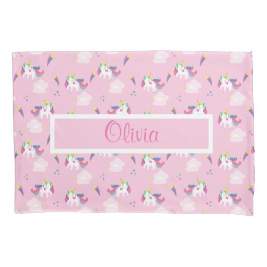 ピンクユニコーンベビー名 枕カバー (正面)