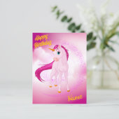 ピンクユニコーンポストカード – オーダーメイドの誕生日プレゼント ポストカード (スタンド正面)