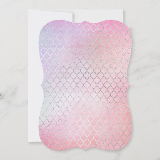 ピンクユニコーンマーメイド招待状メタリックカード 招待状 (裏面)