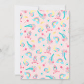 ピンクユニコーンレインボームーンスターズフラワーズ誕生日 招待状 (裏面)