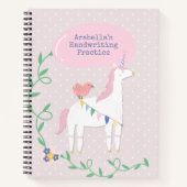 ピンクユニコーン手書き練習 ノートブック (正面)