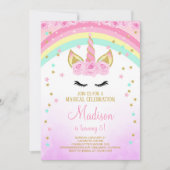 ピンクユニコーン招待状とゴールデンスターズ 招待状 (正面)