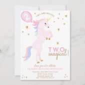 ピンクユニコーン招待状- TWO Magical 招待状 (正面)
