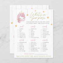 ピンクユニコーン星赤ちゃんシャワー財布ゲーム