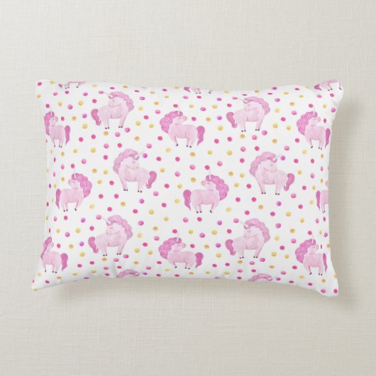 ピンクユニコーン水玉模様マジカルかわいらし童話 アクセントクッション (裏面)