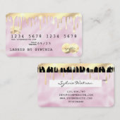 ピンクユニコーン滴下クレジットカード金ゴールド 名刺 (正面/裏面)