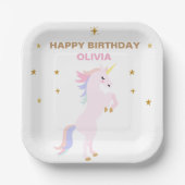 ピンクユニコーン紙プレート誕生日の装飾 ペーパープレート (正面)