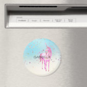 ピンクユニコーン紙吹雪パーソナライズされた名 マグネット (インサイチュ (食洗機))